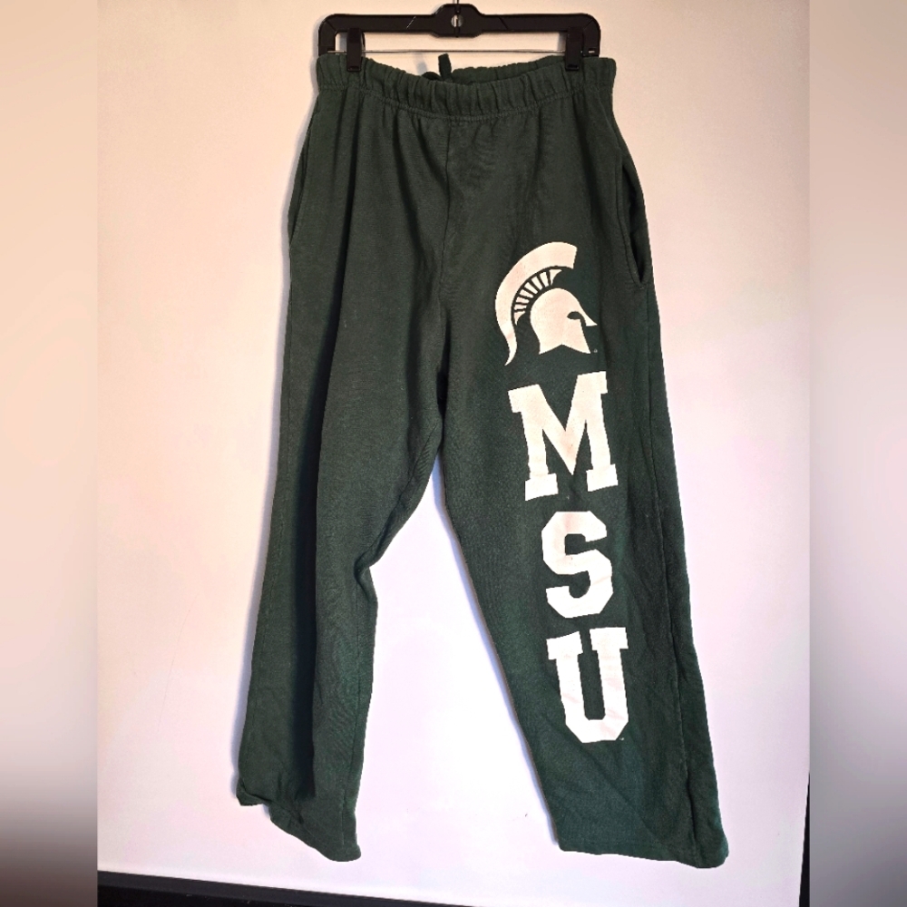 TCX APPAREL MSU SPARTAN SWEAT PANTS MEN'S GREEN/WHITE SIZE LARGE
